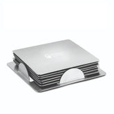 Stainless Steel Square Coaster Set Of 6 Pieces, Silver - 6 Pieces Coaster, 1 Stand | Durable, Rust Free