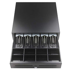 Electronic & Manual Metal Cash Drawer For Point Of Sale (Pos) System With Coin Tray, Colour - Black, Material - Alloy Steel