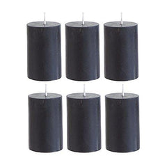 2 INCHES PILLAR CANDLES BLACK UNSCENTED INDOOR SET OF 6 | BURNING TIME 30 HOURS