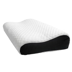 Memory Foam Pillow, Orthopedic Pillow For Neck Pain Relief - Black & White | Cervical Contour Memory Foam Pillow | Adjustable, Removable Cover, Breathable & Washable Pillowcase