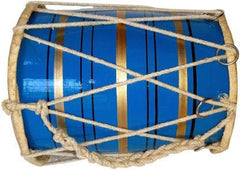 Wooden Musical Instrument Baby Dholak Drum Rope & Ring Design - Blue | Perfectly Symmetric Round Dholak - Dholak For Festival, Wedding, Satsang | Very Easy To Tune, Decorative Dholaki