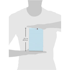 Wide Ruled 5x 8 - Inch 50-Sheet Lined Writing Note Pad, Easy Tear Off Sheets (Blue) Pack Of 12