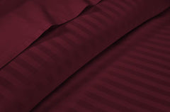 Stripes Plain King Size Double Bed Bedsheet With Two Pillow Cover - 90 X 100 Inches, Wine | Light Weight & Breathable, Wrinkle Free