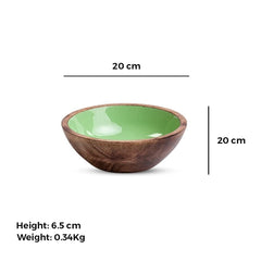 Brown Ceramic Glazed Mango Wood Bowl - 1.5 Liters | Mixing & Serving Bowl, Salad Bowl, Cereal Bowl, Fruits & Vegetables Bowl, Snacks Bowl, Breakfast Bowl