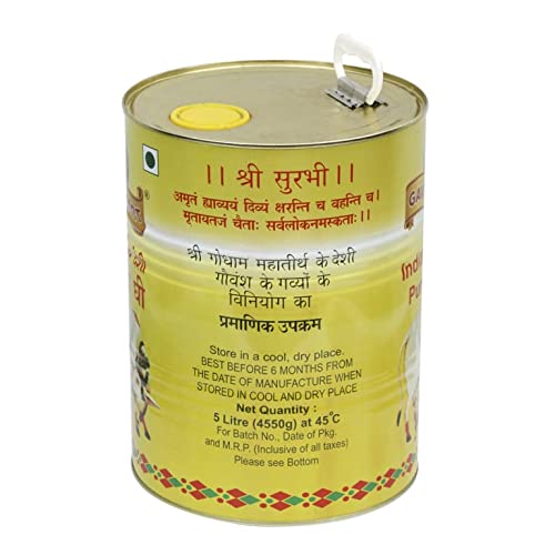 100% Pure Indian A2 Cow Ghee By Gavyamart | Rich In Healthy Fat Nutrients Desi Cow Ghee Perfect For Weight Loss | (5 Litr) 169.0 Ounce | Tin Pack 100% Pure Indian A2 Cow Ghee By Gavyamart | Rich In Healthy Fat Nutrients Desi Cow Ghee Perfect For Weight Loss | (5 Litr) 169.0 Ounce | Tin Pack