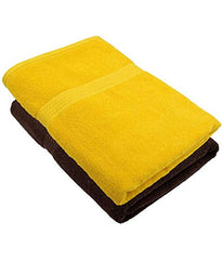 North Field Bath Towel 1000 Gsm | Extra Soft & Absorbent, Durable Bath Towel (Yellow & Dark Blue) - Set Of 2