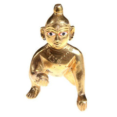 Handcrafted Laddu Gopal Murti, Bal Gopal Statue, Gold, Pure Brass, Idol - 38 Cm, Made In India, Petal Murti | Clean With A Dry & Soft Cloth | For Occasions & Festivals Of India, Pack Of 1