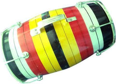 Mango Wood Baby Dholak - Multicolor | Perfectly Symmetric Round Dholak - Dholak For Festival, Wedding, Satsang | Punjabi Dhol Drum, Housewarming Gifts