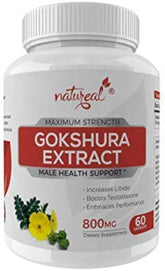 Natureal Gokshura Pure Extract Increase Libido & Boosts Testosterone 800mg, Helps The Body To Gain Lean Muscles | 60 Capsule 100gm 0.2lbs