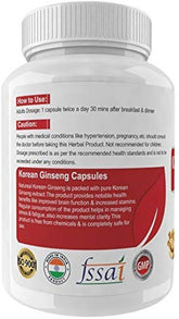 Natureal Korean Ginseng Extract 800mg Capsules, Antioxidant Properties That Make The Body Strong Enough To Deal With Fatigue | 60 Capsules 100gm 0.2lbs