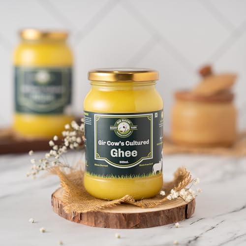 Premium Gir Cow Cultured Ghee By Girgavdi | Good Source Of Protein Fiber Healthy Pure Daanedaar Desi Ghee Perfect For Dishes | (500ml) 16.9 Ounce | Jar Pack Premium Gir Cow Cultured Ghee By Girgavdi | Good Source Of Protein Fiber Healthy Pure Daanedaar Desi Ghee Perfect For Dishes | (500ml) 16.9 Ounce | Jar Pack