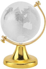 Feng Shui Small Glass Globe For Office Table World Map For Success & Prosperity (White - Gold) Ultimate Enhancer For Education Pack Of 1