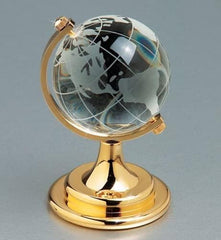 Feng Shui Crystal Globe For Office, Students, Study Table, Crystal Glass Earth Globe With Golden Stand For Kids Learning & Home Decor (Small - Diameter 6 Cm) Pack Of 1