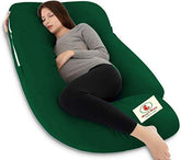 Premium Multipurpose Microfiber Pregnancy Pillow For Pregnant Women - Dark Green | 100% Cotton, Zippered Cover, Lightweight, Removable Cover, Full Body Pillow, Soft Pillow - Pack Of 1