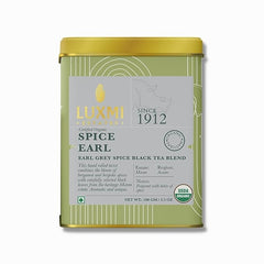 Luxmi Estates Spice Earl Grey Black Tea Blend Pack Of 2 - 100gm Tin, 3.5 Ounce Each | USDA Certified Organic Tea - Caffeinated Herbal Tea | Made With Cinnamon, Cardamom, Cloves, Black Pepper
