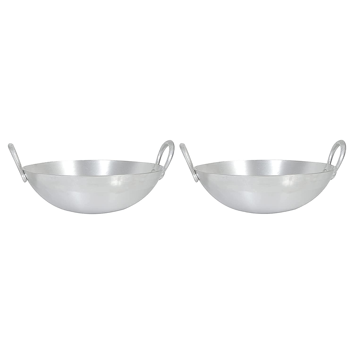 Silver Aluminum Kadhai With Handle For Cooking | 3 Liters & 4 Liters Combo Pack Of 2 Pieces Silver Aluminum Kadhai With Handle For Cooking | 3 Liters & 4 Liters Combo Pack Of 2 Pieces