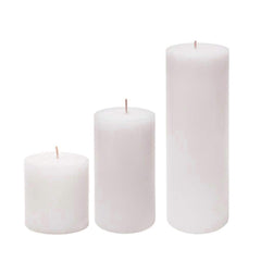PILLAR WAX CANDLES WHITE 90 HOUR | 3 X 3 INCH, 3 X 4 INCH, 3 X 6 INCH | SET OF 3