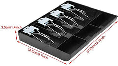 Abs Cash Tray Drawer, 4 Cash And 3 Coin Compartment, Cashier Storage Safe Box | 32.2 X 3.5 X 24.5 Cm, Colour - Black, Material - Abs Plastic