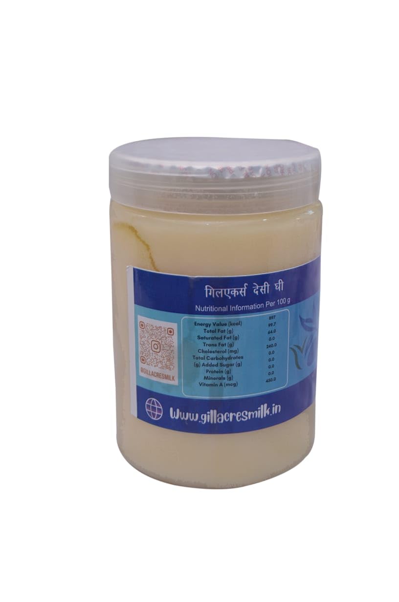 Natural Premium Desi Ghee By GillAcres | Highly Nutritious & Healthy Desi Ghee Helps Keep Your Boost Energy | (500ml) 16.9 Ounce | Jar Pack Natural Premium Desi Ghee By GillAcres | Highly Nutritious & Healthy Desi Ghee Helps Keep Your Boost Energy | (500ml) 16.9 Ounce | Jar Pack