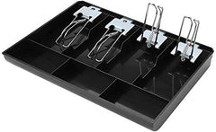 Abs Cash Tray Drawer, 4 Cash And 3 Coin Compartment, Cashier Storage Safe Box | 32.2 X 3.5 X 24.5 Cm, Colour - Black, Material - Abs Plastic