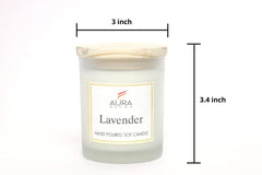 FROSTED LAVENDER FRAGRANCE SOY WAX GLASS CANDLE WITH WOODEN LID & COMES GIFT BOX