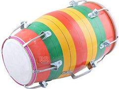 Mango Wood Indian Baby Dholak - Multicolor | Perfectly Symmetric Round Dholak - Dholak For Festival, Wedding, Satsang | Punjabi Dhol Drum, Housewarming Gifts