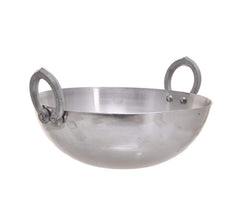 Silver Aluminium Heavy Base Kadhai With Handle - 9 Liters | Kadai With Handle For Kitchen - Deep Frying Kadai