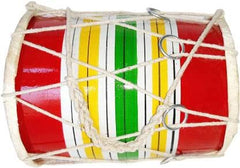 Wooden Musical Instrument Baby Dholak Drum Rope & Ring Design - Multicolor | Perfectly Symmetric Round Dholak - Dholak For Festival, Wedding, Satsang | Very Easy To Tune, Best Toy For Kids