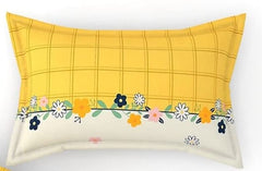 Printed Single Size Bedsheet With 1 Pillow Cover (36 X 78 Inches, Cream & Yellow) | All Around Elastic Fitted Bedsheet | Soft Touch, Wrinkle Resistant, Skin Friendly