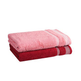 Mafatlal Premium Cotton Bath Towel 1100 Gsm | Quick Dry, Durable Long Size Towel- Pack Of 2 (Pink & Red)