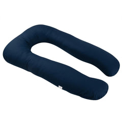 Pregnancy Pillow, J Shaped Pillow, Maternity Pillow For Sleeping - Navy Blue | 100% Cotton Pillow For Pregnant Mothers With Breathable & No Heat Fabric - Full Body Support For Better Sleep