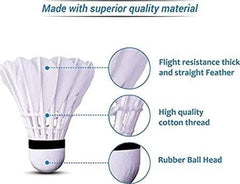 Udki Feather Shuttlecock A3 - Speed 78 | Extended Durability For Over 2 Games , White | Pack Of 12