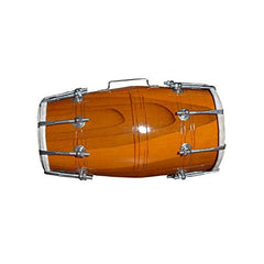 Ram Musical Handicraft Dholak In 18 Nut & Bold, Brown - Perfectly Symmetric Round Dholak | Dholak For Festival, Wedding, Satsang - Very Easy To Tune