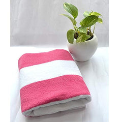 Hanorix 100% Cotton Large Size Bath Towel 900 Gsm | Soft Bath Towel For Men & Women Ultra Absorbent Cotton Towel Soft & Absorbent Towel (Pink Line) - Pack Of 2