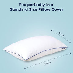 100% Virgin Microfiber Filling Super Soft Pillow, Bed Pillow, White - Rectangular Shape, Ideal For All Sleepers, Washable, Easy Care, Super Soft Comfort Pillow - Pack Of 2