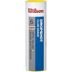 Wilson Dropshop Club Grade Nylon Badminton Shuttlecock | Yellow , Pack Of 6 , With High-Quality Plastic Skirt And Natural Cork