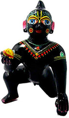 Ashtadhatu Brass Laddu Gopal Idol, Bal Gopal Ji, Black, Metal, Idol - 6 Cm, Little Krishna, Makhan Chor Statue, Special Occasion - Decorative, Baby Krishna Murti, Home Décor Idol