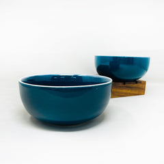 Retro Green Ceramic Serving Bowl Set Of 2 Pieces - 800ml Each | Hand Painted Large Dining Serving Bowls For Serving | Microwave Safe & Dishwasher Safe