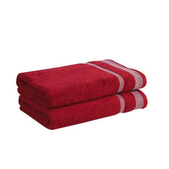 Mafatlal Premium Cotton Bath Towel 1100 Gsm | Quick Dry, Durable Long Size Towel- Pack Of 2 (Red)