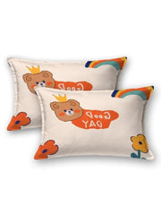 Wrinkle Free Soft Kids Double Bedsheets For King Size With 2 Pillow Cover | 90 X 95 Inches, Cream | Cartoon Printed Design | Child Bedroom Decor