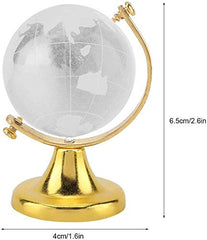 Feng Shui Small Glass Globe For Office Table World Map For Success & Prosperity (White - Gold) Ultimate Enhancer For Education Pack Of 1