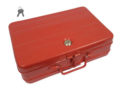 Aluminium Cash Box With Lock For Jewellery Storage And Organizing Ideal For Wardrobe, Desktop - Locker Safe Peti Metal Container 12" (12" L X 8.5" W X 4" H), Colour - Red