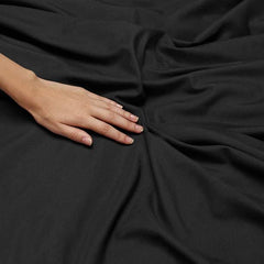 Premium Microfiber Plain Double Bedsheet With 2 Pillow Covers - Size 90 X 95 Inches, Black | 300 Thread Count - Double Bedsheet Perfectly Soft