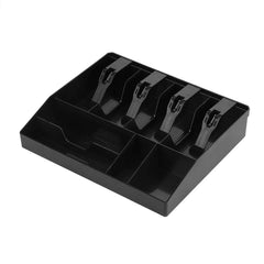 Cash Register Box 4 Cash & 4 Coin Compartment, Cashier Coin Drawer Box, 31.8 X 6 X 27.5 Cm, Colour - Black, Material - Plastic