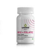 Unived Basics B12+ Folate , Vitamin B12 , Essential For Vegan & Vegetarians | 60 Vegan Capsules , 100gm 0.2lbs