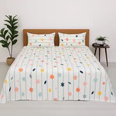 Bedsheet For Single Bed Ray Of Flowers Design - Sized 68 X 90 Inch, Multicolor | Cooling & Breathable Ultra-Comfortable Bedding Set