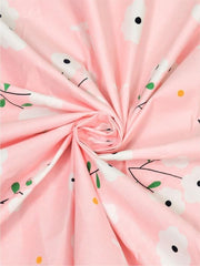 Bedsheet King Size With 2 Pillow Covers (72 X 78 Inches) Pink & White | Double Bed With All Around Elastic Fitted - Durable & Long Lasting Wrinkle Resistant Fabric