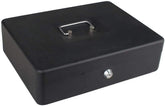 Large Cash Box With Key Lock, With Coin Try, Portable 12'' Inch Petty Cash Box, Money Safe Box, Colour - Black