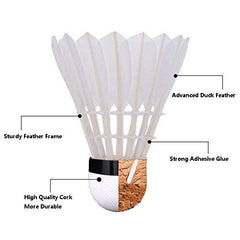 Senston ST - A7 Badminton Duck Feather Shuttlecocks With Excellent Stability Performance | White , Pack Of 6