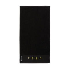Tego Cotton Performance Sports Towel 100 Gsm - Gym, Work Out, Fitness Towel (Jet Black - Flash Orange)